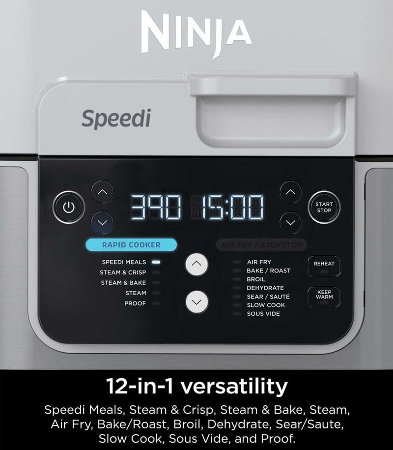 Ninja SF303CO 12-in-1 Functions Speedi Rapid Cooker Air Fryer 6-Quart Light Gray Like New