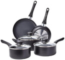 AMAZON BASICS NON STICK 8-PIECE KITCHEN COOKWARE SET, BLACK - Like New