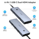 HODO DOCKING STATION TO DUAL HDMI MONITORS ADAPTER USB C TO DUAL HDMI - SILVER - Like New