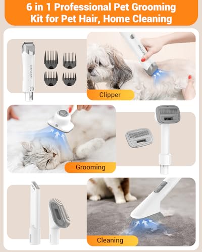 SIMPLE WAY 6 in 1 Dog Grooming Kit with 3 Suction Mode and Large Capacity Cup Like New