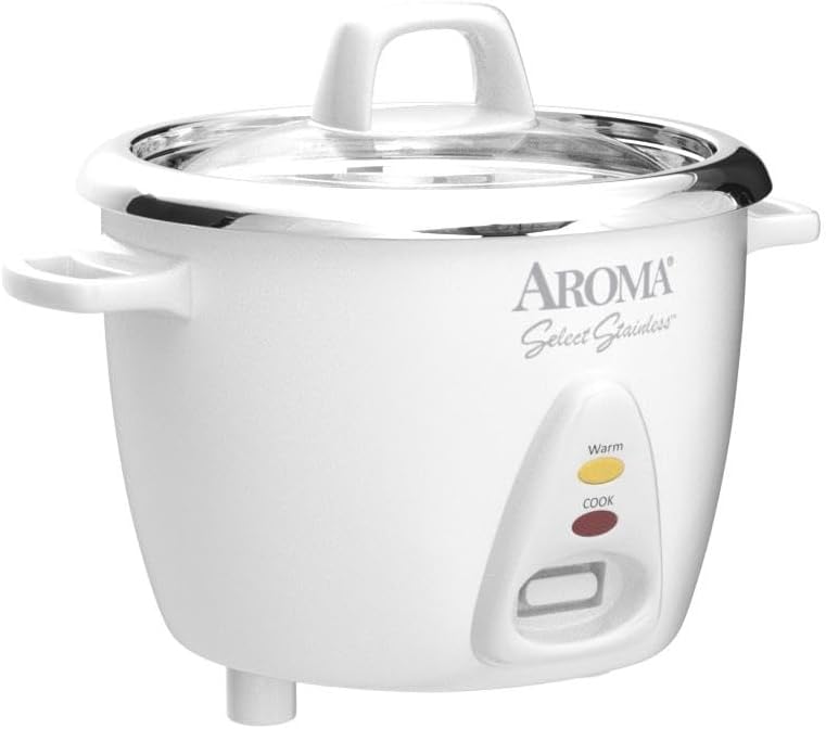 AROMA 6-Cup (cooked) / 1.3Qt. Select Stainless Rice Cooker (ARC-753SG) - White - Like New