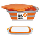 Drip EZ Collapsible BBQ Prep Tub 2-Piece Set - (1) OG + (1) XL - Orange - Brand New