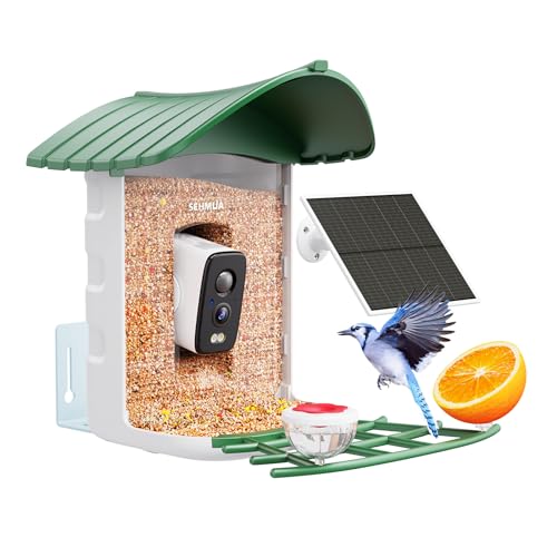 SEHMUA BIRD FEEDER CAMERA WATCHING CAMERA, 1 YEAR TRIAL AI IDENTIFY, 4 ADD-ONS Like New