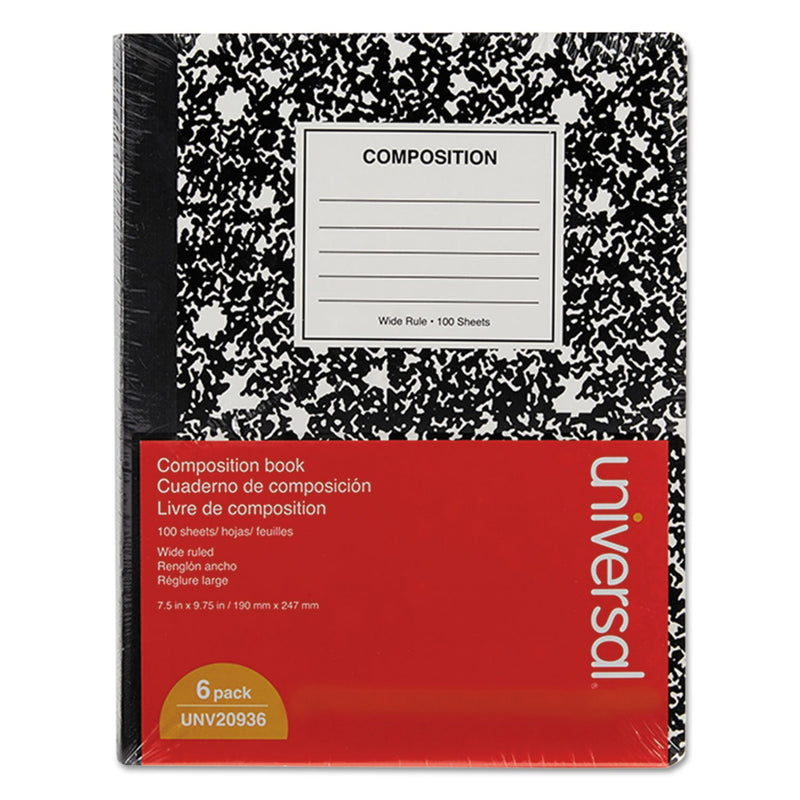 UNIVERSAL 20946 COMPOSITION BOOK COLLEGE RULE 9 3/4 X 7 1/2 100 SHEETS 6/PACK - Like New