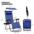 MoNiBloom Zero Gravity Chair Set of 2 Canopy Shade Patio Folding Recliner Blue - Brand New