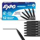 EXPO VISA VIS WET ERASE MARKERS FINE POINT BLACK 12-PACK 16001A - BLACK - Like New
