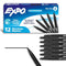 EXPO VISA VIS WET ERASE MARKERS FINE POINT BLACK 12-PACK 16001A - BLACK - Like New