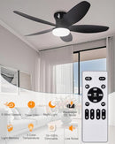 AYSEMO 36" LOW PROFILE CEILING FAN LIGHTS REMOTE 6-SPEED WIND - BLACK - Like New