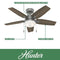HUNTER ANTERO 44 IN. CEILING FAN LIGHT KIT MATTE SILVER CC52126 - SILVER - Like New