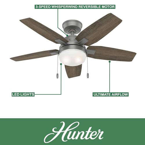HUNTER ANTERO 44 IN. CEILING FAN LIGHT KIT MATTE SILVER CC52126 - SILVER - Like New