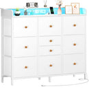 YOOBURE DRESSER FOR BEDROOM WITH CHARGING STATION AND LED LIGHTS - WHITE - Like New