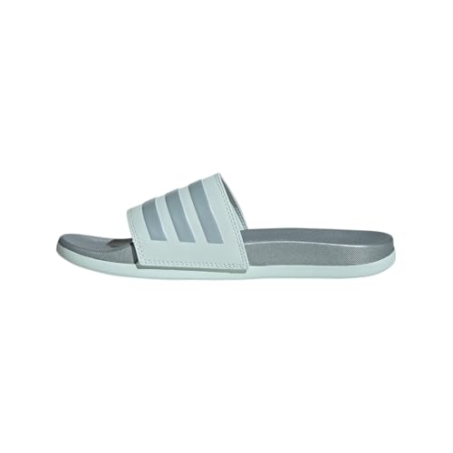 Women Adidas Adilette Comfort Halo Mint/Magic Grey Metallic Slide Sandal 8 - Like New