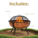 sunnydaze 32" outdoor wood-burning fire pit, 32", copper - COPPER - Like New