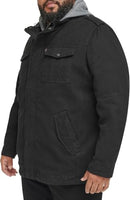 LEVI'S MEN'S COTTON HOODED MILITARY JACKET REGULAR & BIG & TALL MEN LT - BLACK - Brand New