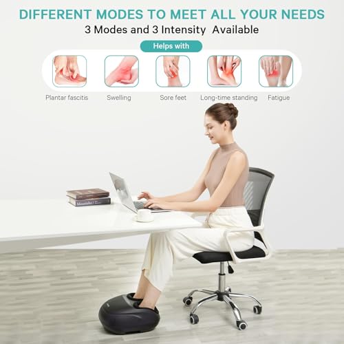 KNQZE FOOT MASSAGER MACHINE HEAT SHIATSU DEEP KNEADING REMOTE KF7 - BLACK - Like New