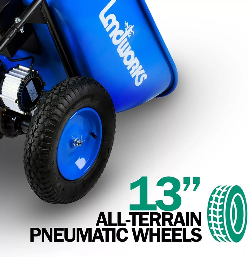 LANDWORKS WHEELBARROW UTILITY CART ELECTRIC POWERED 24V DC 180W 330LBS - BLUE - Like New