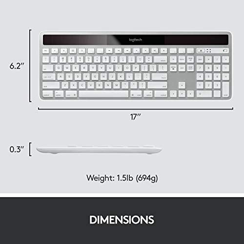 LOGITECH K750 WIRELESS SOLAR POWERED KEYBOARD FOR MAC	GL - SILVER - Like New