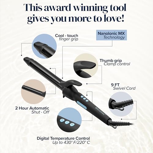 BIO IONIC LONG BARREL STYLER CURLING IRON MOISTURE HEAT TECHNOLOGY 0.75 - BLACK - Like New