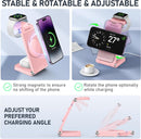 GEJIUCAI 3 in 1 Foldable Wireless Charging Station Travel Charger - PINK Like New