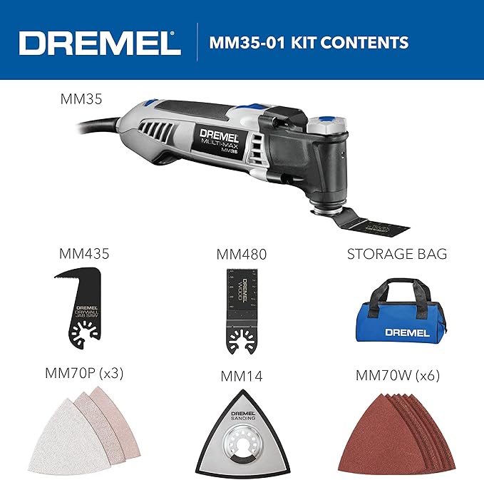 Dremel Multi-Max 3.5 Amp Oscillating Tool Kit 12 Accessories MM35-01 -BLACK Like New