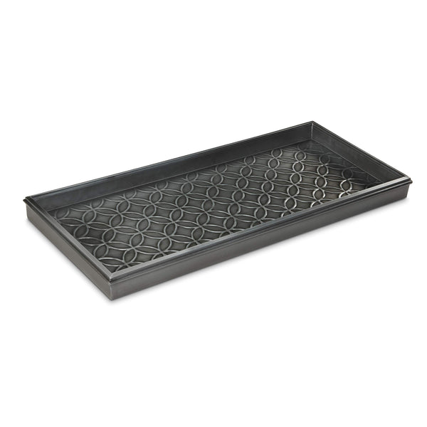 DOUBLE CIRCLES DARK ZINC GRAY 30 IN. X 13 IN. BOOT TRAY FOR BOOTS, SHOES, 205DZ - Like New