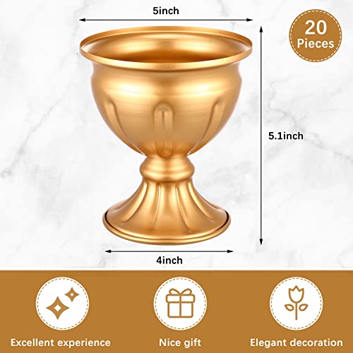Rtteri - 20 PCS Mini Gold Metal Vase Wedding Flowers Gold 5.1inch Tall - Brand New