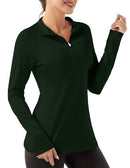 FKEEP Women's Long Sleeve Polo Shirt - Size M, Forest Green - Brand New