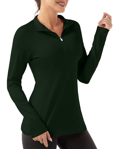 FKEEP Women's Long Sleeve Polo Shirt - Size M, Forest Green - Brand New