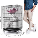 AVEEN 3-Tier Small Cat Cage Playpen 2 Front Doors & Free Hammock - Black - Like New