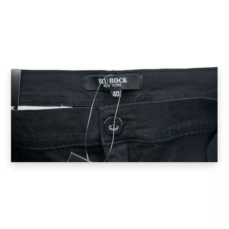 BLU ROCK NEW YORK MENS FLEX STRETCH BELTED CARGO SHORTS - SIZE: MEN 40 - BLACK - Brand New