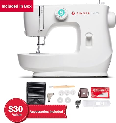 SINGER M1500 LIGHTWEIGHT & PORTABLE SEWING MACHINE, ACCESSORY KIT, - WHITE - Like New