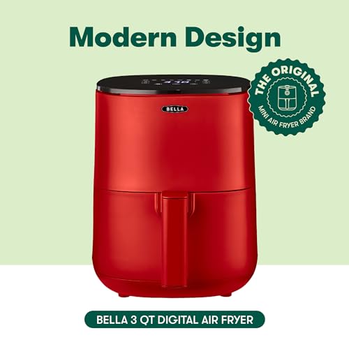 BELLA 2.9 QT TOUCHSCREEN AIR FRYER OVEN 5-IN-1 MULTICOOKER, MATTE RED - Like New