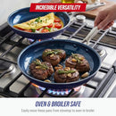 Blue Diamond 2 Pcs Nonstick Frying Pan Set Skillets PFAS-Free Ceramic - Blue - Brand New
