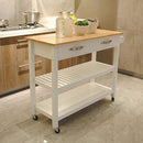 LOVTIMBER MOBILE KITCHEN CART, KITCHEN ISLAND ON WHEELS WITH 2 DRAWERS - WHITE - Like New