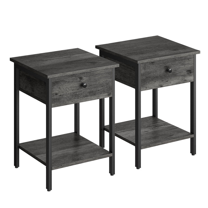 VASAGLE Nightstands Set of 2, End Tables, Side Tables with Drawer and Shelf - Like New