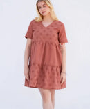 BARN SWALLOW NEW YORK DRESS BUNDLE OF 3 V-NECK OVER- 6 - TERRA/WHITE/OLIVE GREEN - Like New