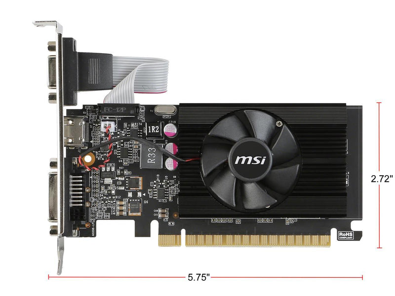 MSI GeForce GT 710 2GB DDR3 PCI Express 2.0 Low Profile Video Card GT 710 2GD3