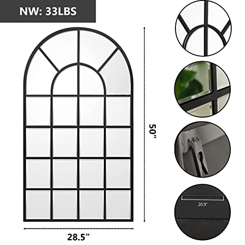 GIFTTROVE BLACK ARCHED WINDOW MIRROR LARGE WINDOW PANE MIRROR - BLACK - Like New