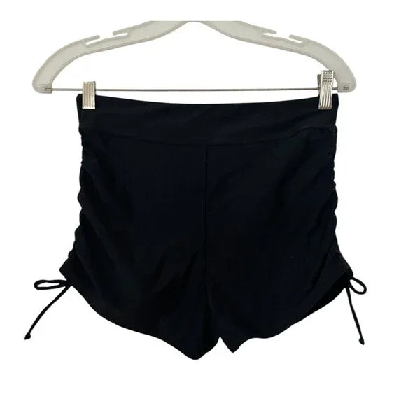TOURNESOL WOMEN MEDIUM SWIM SHORTS BLACK TIE SIDE & FULL LINED - SIZE M - BLACK - Like New