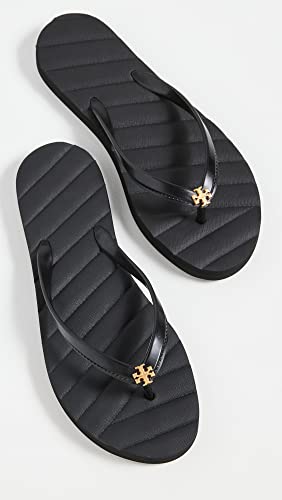 144262 TORY BURCH WOMEN'S KIRA FLIP FLOPS SIZE: WOMEN 7 MEDIUM - BLACK/GOLD - Like New