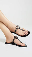 51148678 TORY BURCH WOMEN'S MINI MILLER FLIP FLOPS BLACK SIZE 11 - Like New