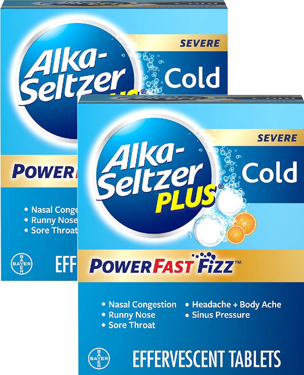2-Pack: Alka-Seltzer Plus Severe Cold PowerFast Fizz Tablets (40 total) New