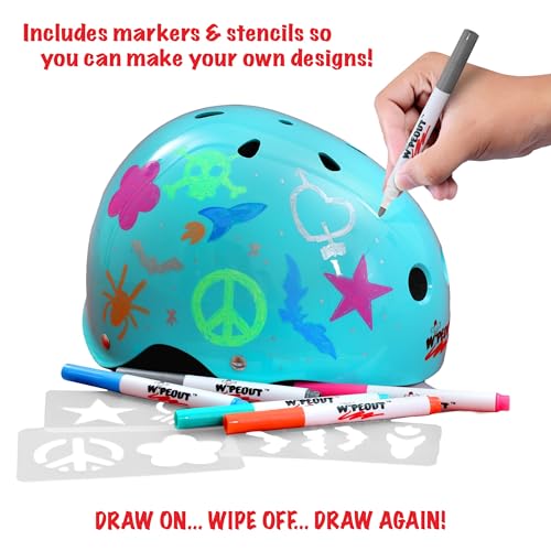 WIPEOUT DRY ERASE KIDS HELMET – AGE 8+ (52-56 CM) - TEAL BLUE - Like New