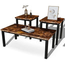 DKLGG FAUX MARBLE COFFEE TABLE SET OF 3 PIECE LIVING ROOM TABLE - BROWN - Like New