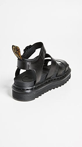 24191001 DR. MARTENS WOMEN'S BLAIRE SANDAL BLACK BRANDO LEATHER SIZE 8 - Like New