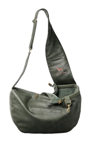 NOAH & PAW DOG SLING CARRIER, 5-18LB, MACHINE WASHABLE - DARK GREEN - Like New