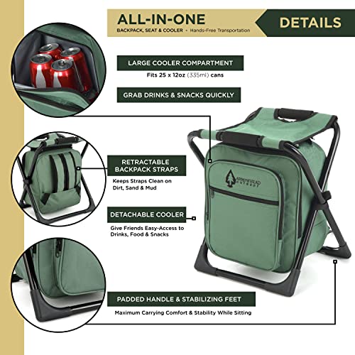 ARROWHEAD OUTDOOR MULTI-FUNCTION 3-IN-1 COMPACT CAMP CHAIR - GREEN - Like New