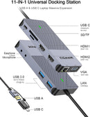 QGeeM USB 3.0 Docking Station, Triple Display USB Hub Dual Monitor D3908 Grey New