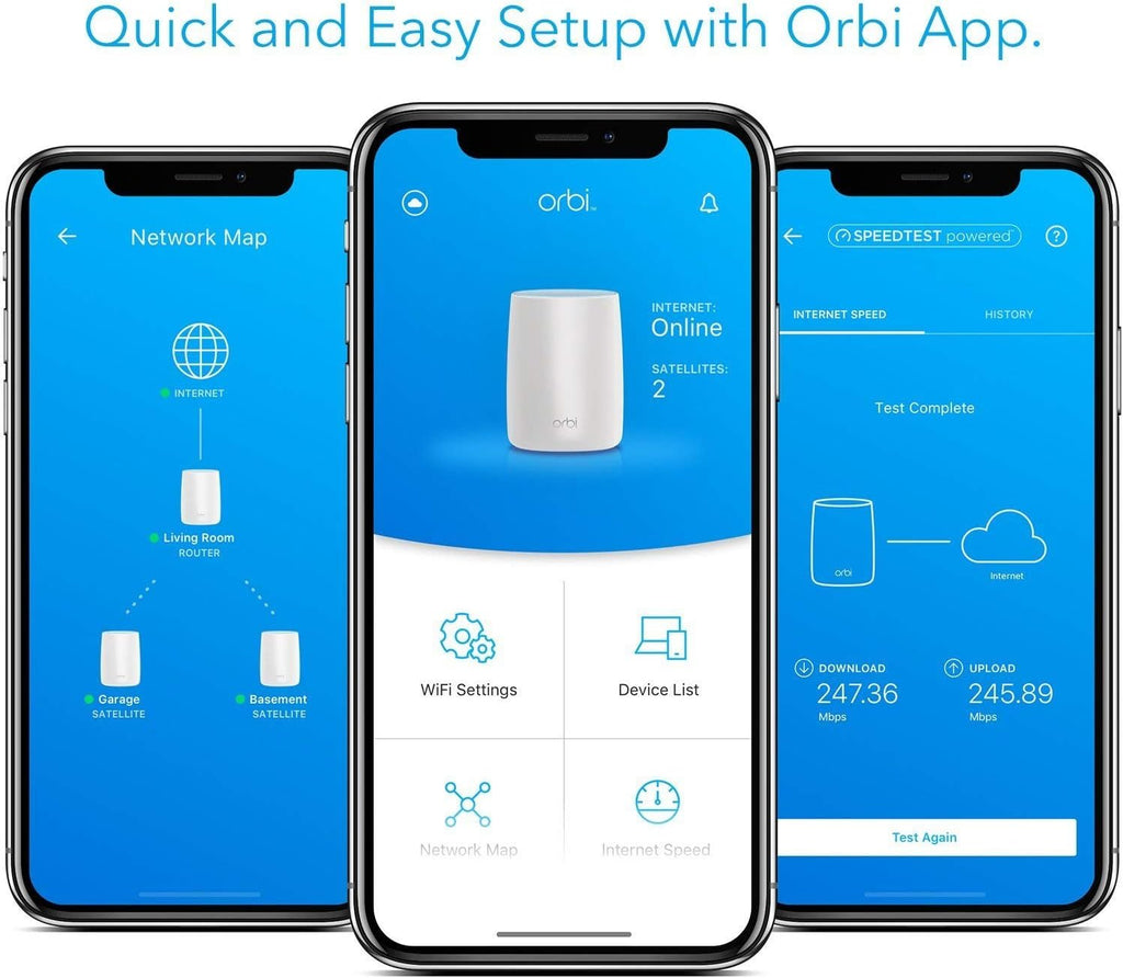 Orbi Ac3000 Router Netgear RBK53v2 Orbi AC3000 Whole Home WiFi System 1x Router 2x Satell ...