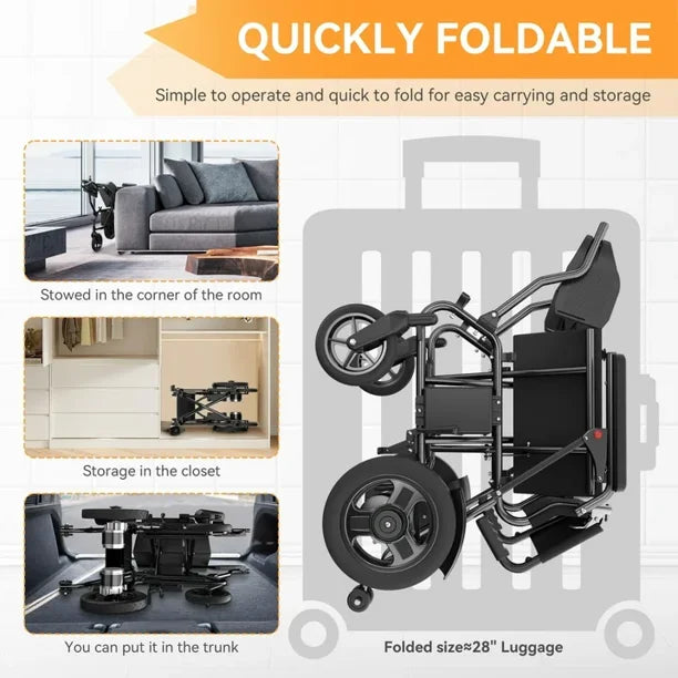 ELECTRIC WHEELCHAIR 20+ MILES RANGE ALL TERRAIN PORTABLE MOTORIZED - BLACK - Like New